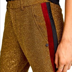 FREE SHIPPING! Tapered lurex w velvet side stripe